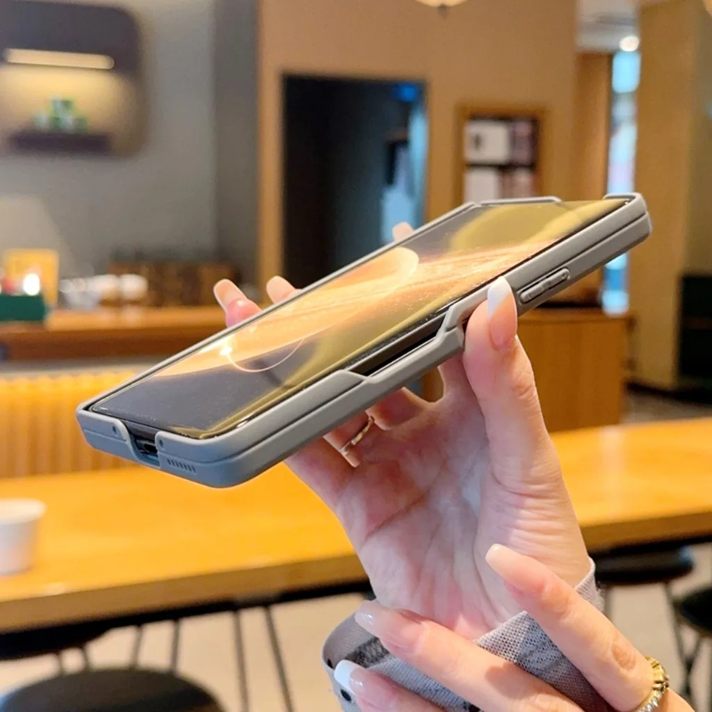 Translucent Magnetic Shockproof Phone Case with Full Hinge Protection and Wireless Charging Compatibility