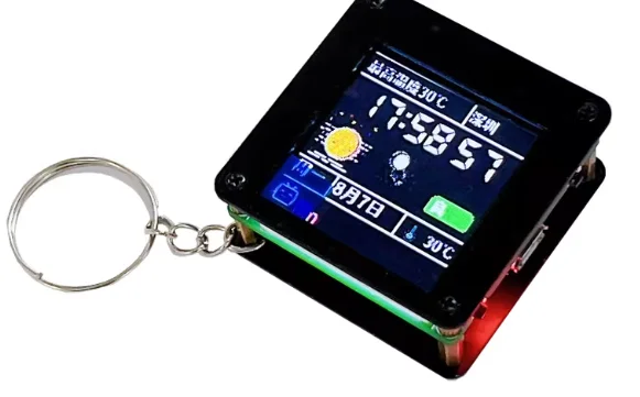 ESP32-C3 배터리 없는 데스크탑 장식품, 1.44인치 LCD 디스플레이, 휴대용 펜던트, LVGL 우주비행사 UI, ST7735 드라이버