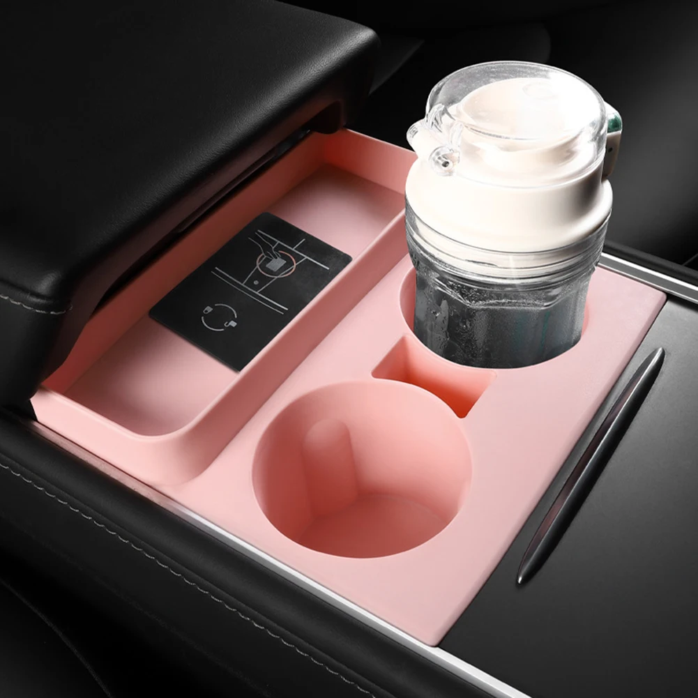 Central Control Stopper Silicone Cup Holder Storage Box For Tesla For Model 3 For Model Y Upgraded 2 In 1 Cup Holder