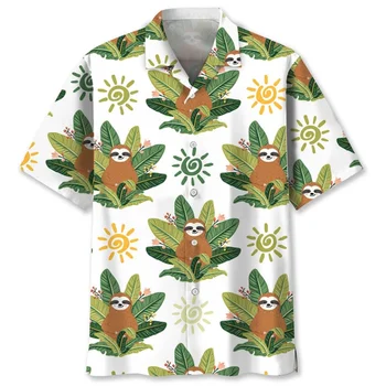Australia bradipo camicia hawaiana per uomo moda 3d stampato animali tropicali camicie estate strada maniche corte bottone camicetta con risvolto 1
