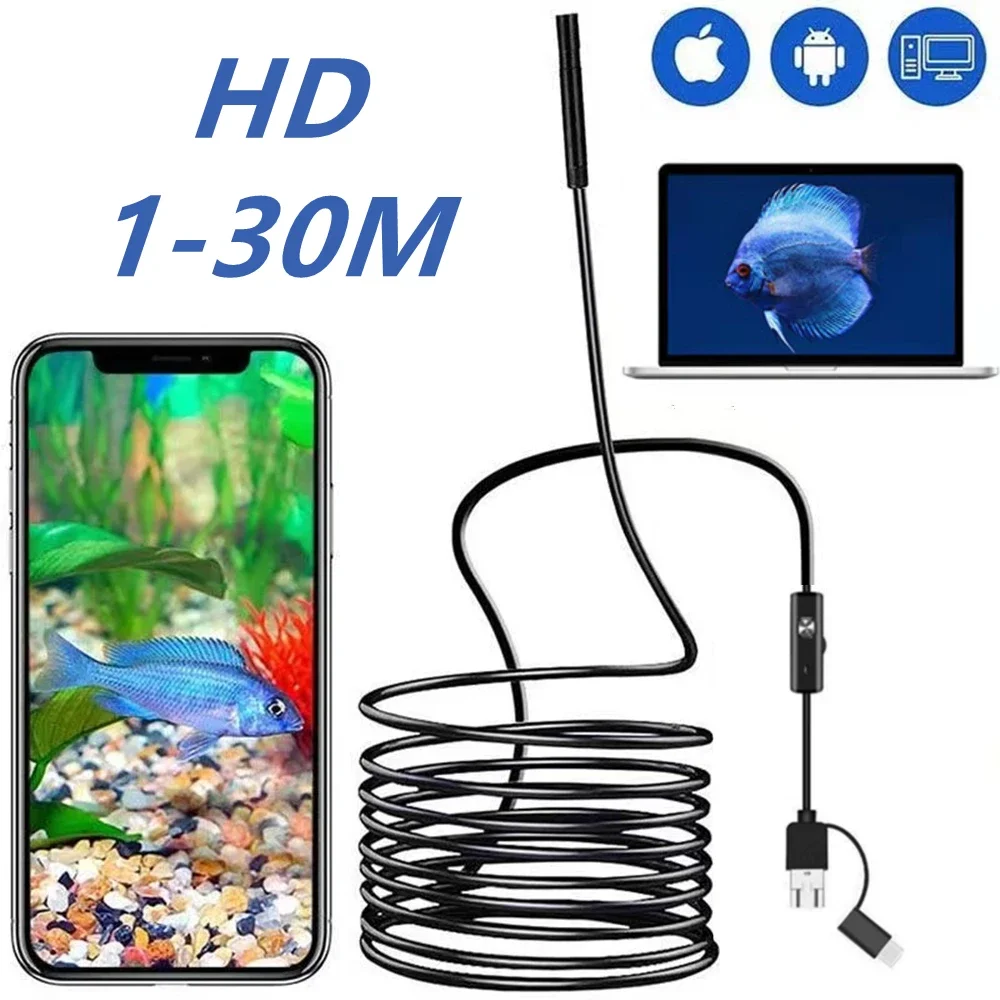 

8LED IP68 HD Fishing Camera Underwater Hunting Fishing Waterproof Endoscope device Fish Finder Monitor Camera Android Usb Type-c