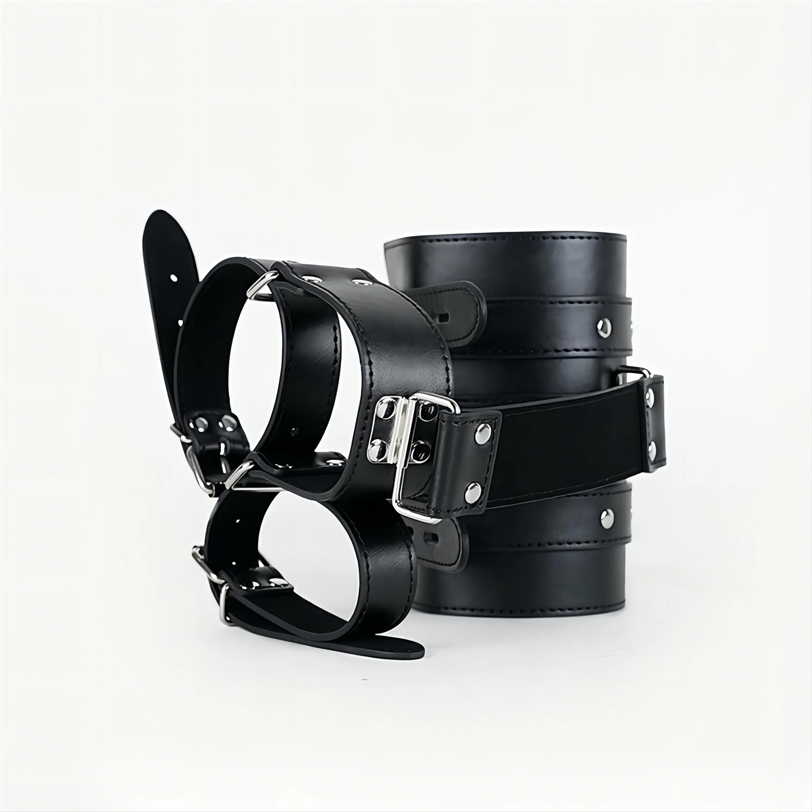 Leather Bondage Handcuffs, BDSM Armbinder Restraint ,Arms Behind Back Straitjacket,Sex Toys For Couples
