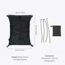 Modular Kangaroo Pouch Backpack Expansion - 6L Ultralight Gridstop (Black color)