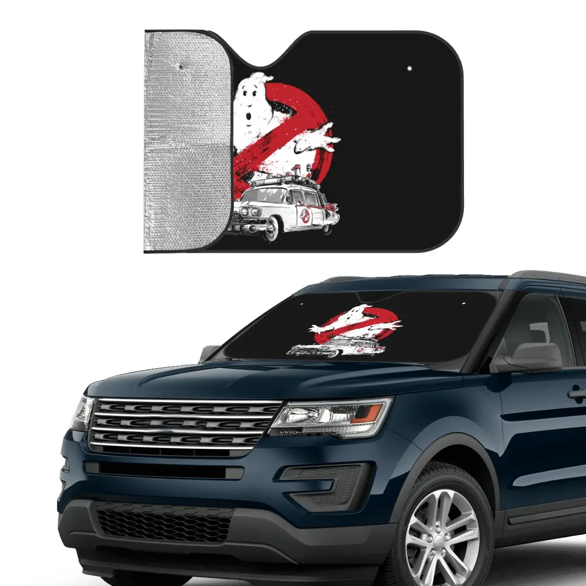 Ghostbusters Windshield Sunshade Foldable Supernatural Ghost Movie Blocks UV Rays Sun Visor Protector
