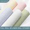 50cmX10m Linen 3D Foam Self-adhesive PVC Solid Color Thickened Waterproof Background art Wall Renovation Wallpaper Wall Stickers 1