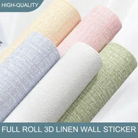 50cmX10m Linen 3D Foam Self-adhesive PVC Solid Color Thickened Waterproof Background art Wall Renovation Wallpaper Wall Stickers 1