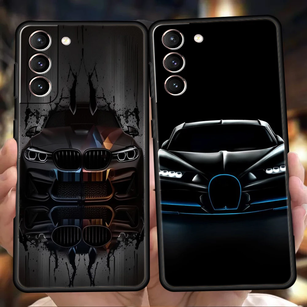 Coole Sport-Schwarzauto-Hülle für Samsung Galaxy S24 S23 S22 S20 S21 FE Ultra S24 S23 S10 S10E S9 S8 Plus 5G Silikon-Telefonabdeckung