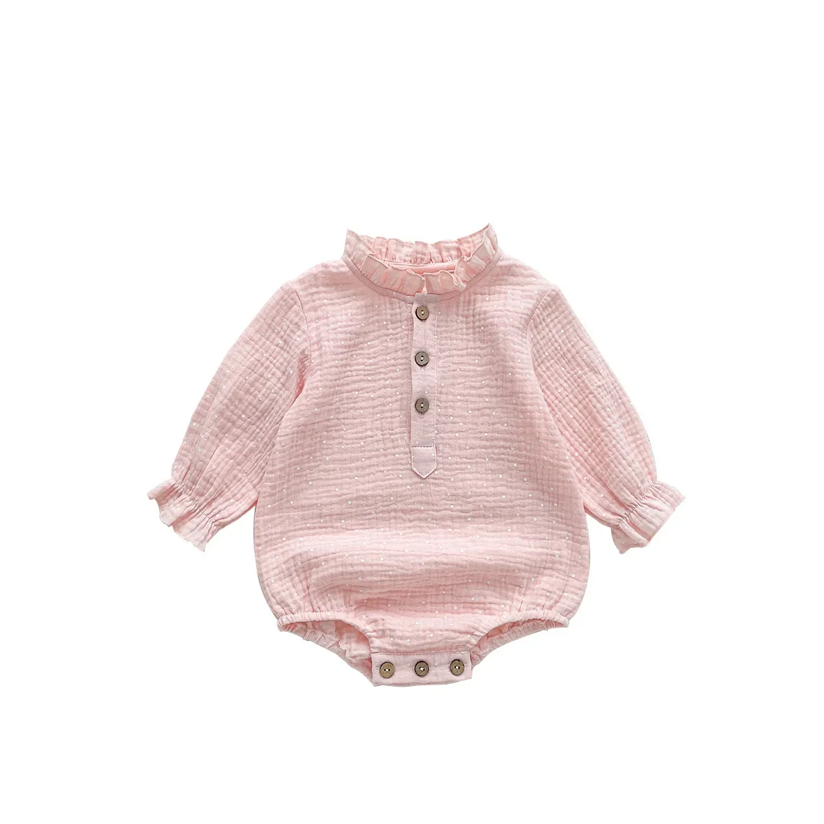 Korean Style Baby Girl Long Sleeve Ruffle Cotton Romper Outfit Newborn Spring Clothes All in One Suit for Crawling And Playing