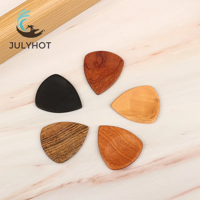 1/5Pcs Wooden Acoustic Guitar Picks Bass Ukulele Plectrum Picks Electric Guitar Can Be Drillable Pendant Gift