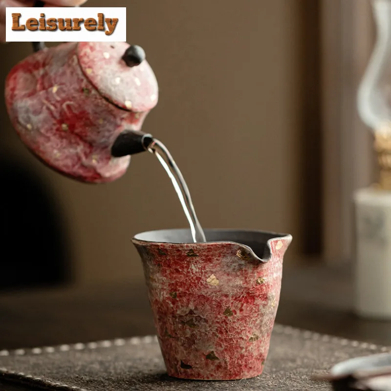 120ml Handmade Point Gold Rock Mine Tea Pitcher Painted Pottery Tea-separating Sharing Pot Cha Hai Justice Cup Teaset Supplies