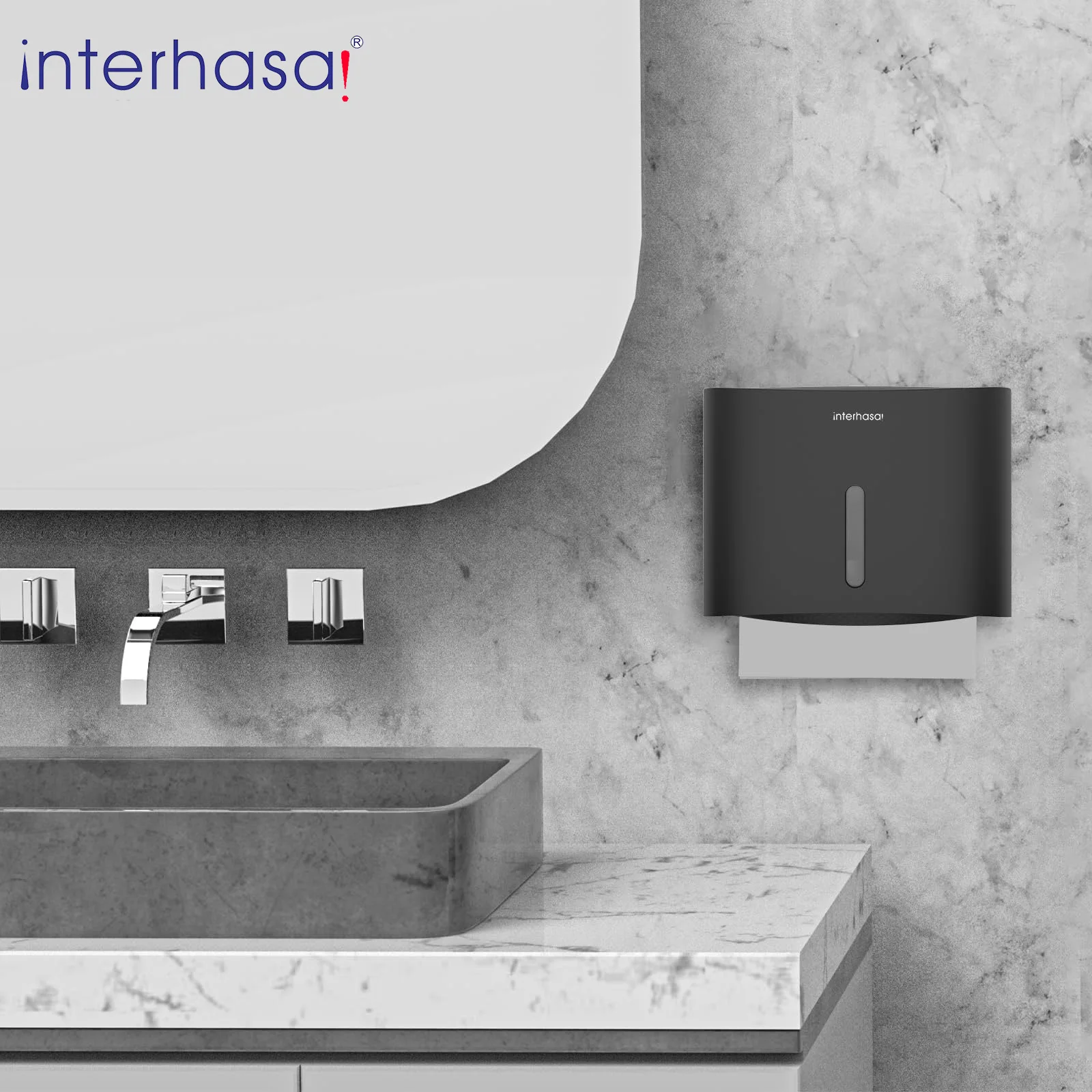 interhasa! Paper Towel Dispenser Wall Mount Adhesive No Drilling or Screws Install Multifold/Trifold/C Fold Commercial tissue dispenser paper towel rack