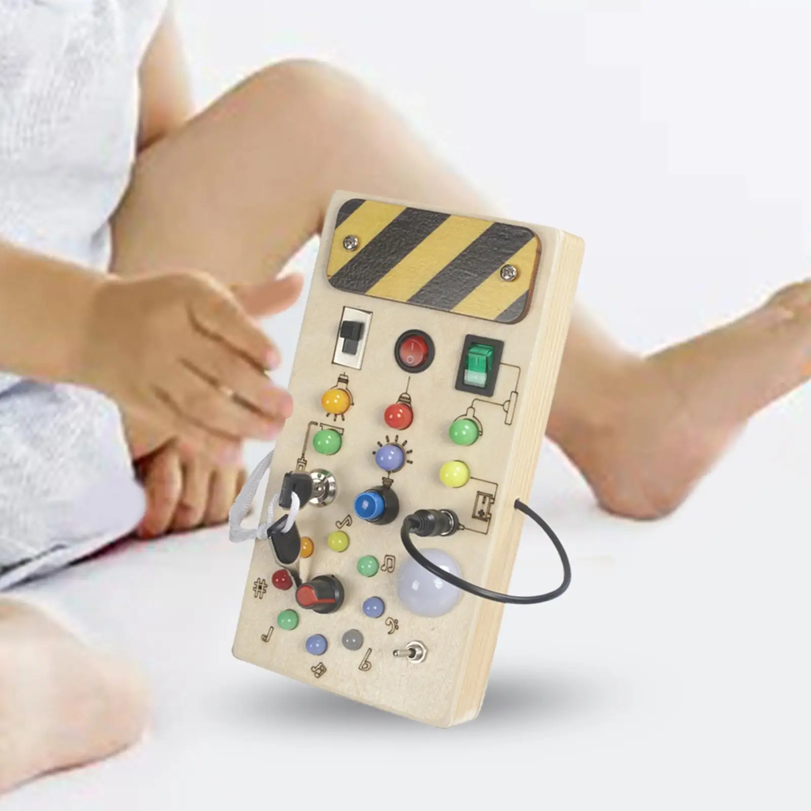 

Montessori Busy Board with Lights Switch Sensory Toys Preschool Learning Activities Basic Motor Skills for Children Toddlers