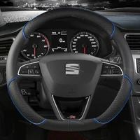 Car Steering Wheel Cover Microfiber Leather 38cm Non-Slip For Seat Tarraco Arona Ateca Ibiza Toledo Mii Leon Arosa Exeo ST FR 6