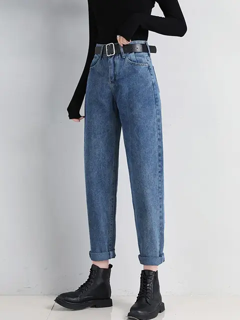 Повседневные винтажные джинсы МОМ для женщин, мешковатые джинсовые брюки с высокой талией, женские прямые брюки в стиле бойфренд, брюки-султанки, джинсы для женщин 1