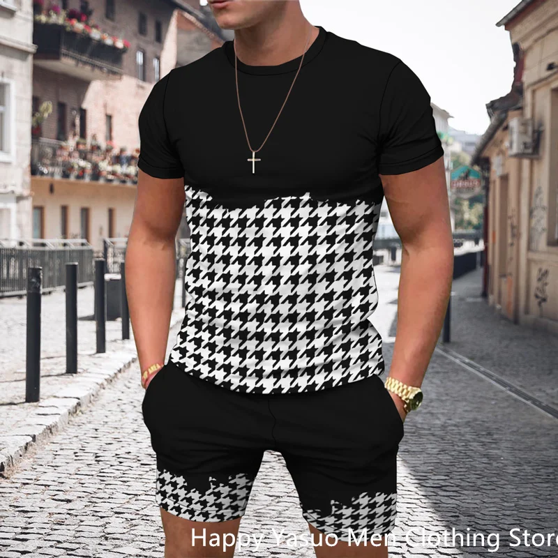 Streetwear Men's Casual Clothing 2023 Spring Summer Loose Short Sleeve Tees  And Shorts Men Suits Fashion Patchwork Two Piece Set - Men's Sets -  AliExpress