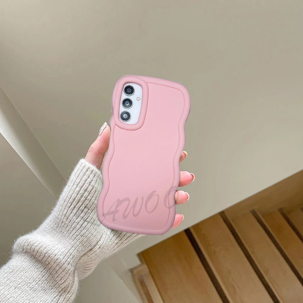 Macaron Colors Curly Frame Soft TPU Slim Phone Case Cover