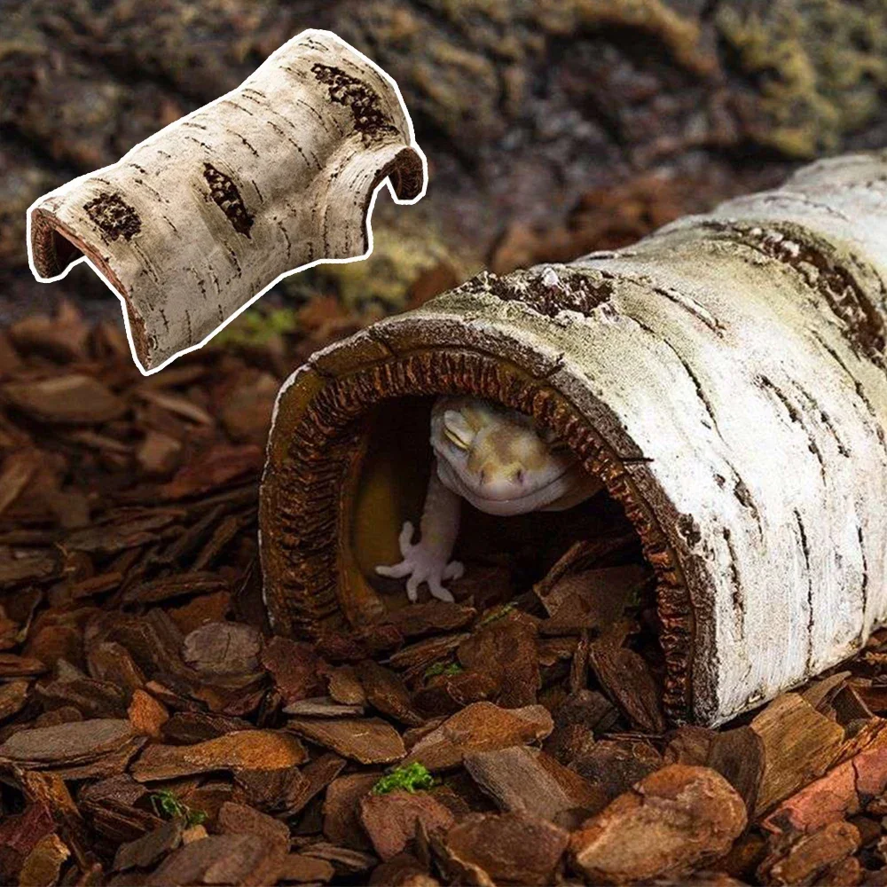 Pets Lizard Turtle Reptile Hide Cave Habitat Shelter Resin Tree Bark Amphibians Landscape Aquarium Dodge Hole Decoration
