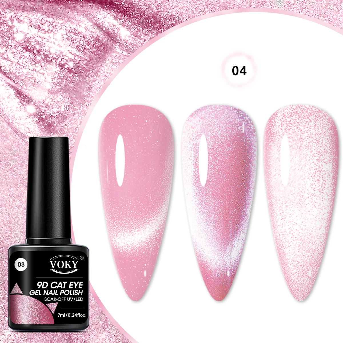 VOKY 7ML Crystal Cat Eye Gel Polishing Glitter Translucent Color Magnetic nail polish Salon DIY at home, gift for women 3