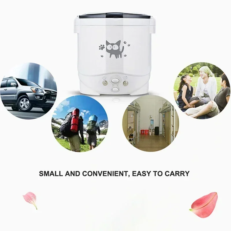 Rice Cooker Electric Cooker Car Mini Rice Cooker 12v 24V 220V Car Multicooker Self-driving Soup Porridge Portable Truck Smart Steamer Ramen for 1-2 People