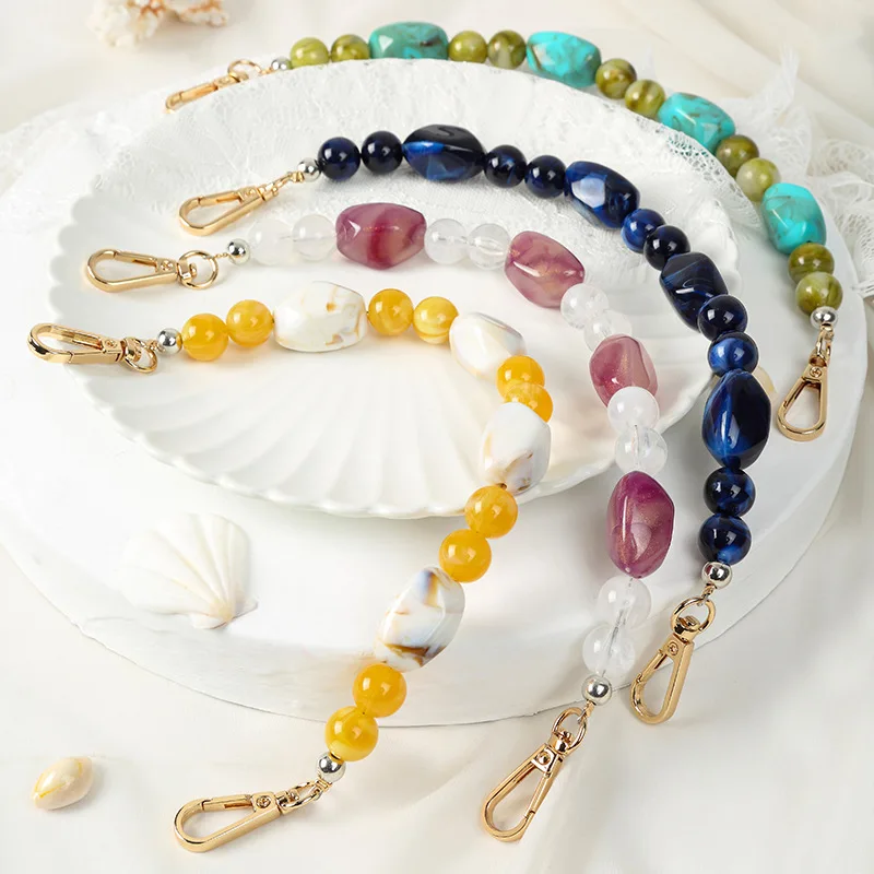 New Acrylic Resin Bag Chain - Crystal Gemstone bag Strap for Women, DIY Phone Case Accessory with Colorful Beads