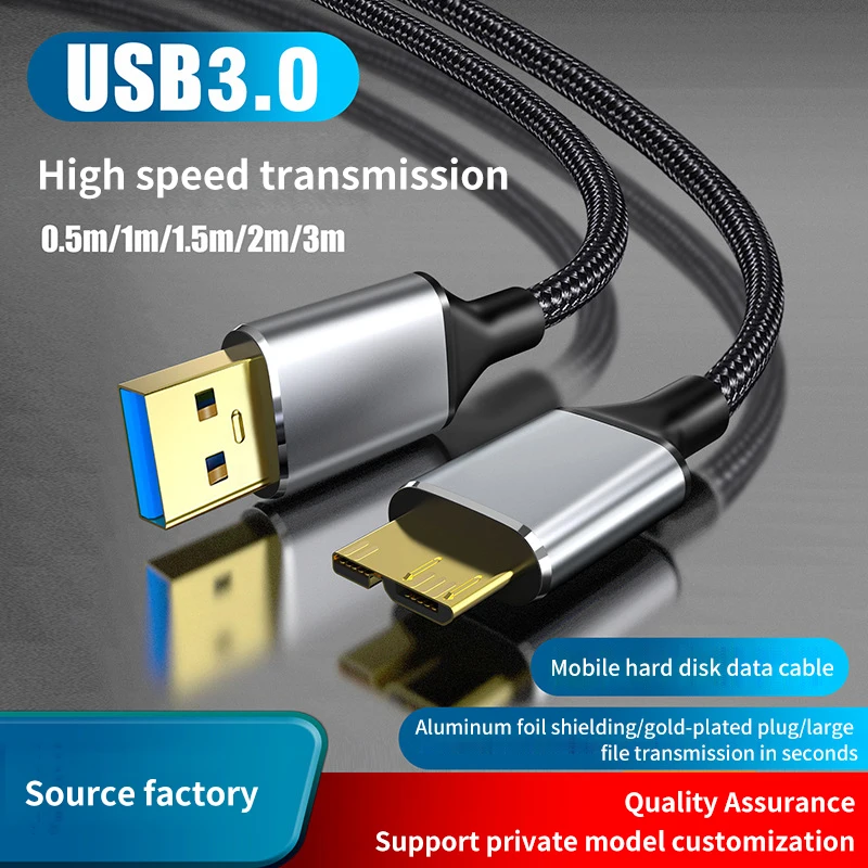 USB Micro B Cable 3.0 5Gbps External Hard Drive Disk For Samsung Toshiba WD Seagate HDD