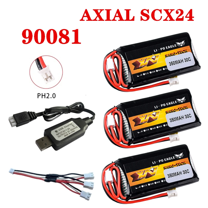 Remote Control Cars Batteries 350mah 2s 7.4v Lipo Battery Scx24 2s