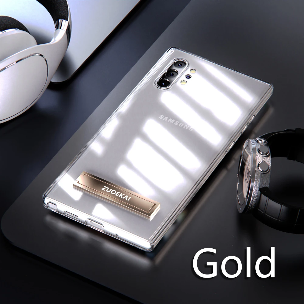 Luxury Transparent Holder Stand Shockproof Clear Soft Back Cover Case