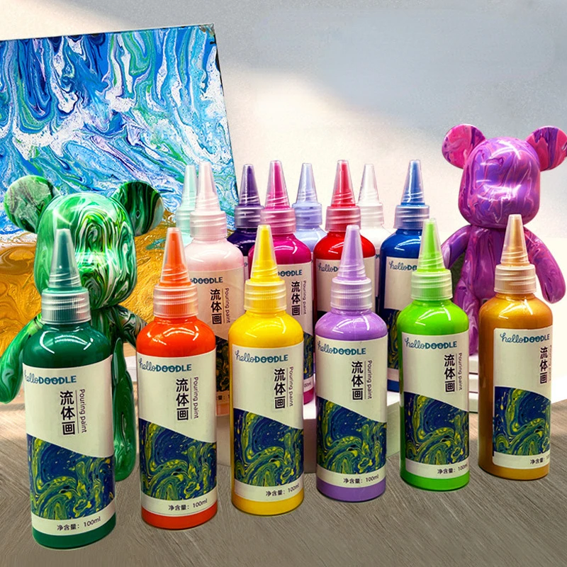 

100ml Fluid Painting Acrylic Paint Children's Creative DIY Graffiti Violent Bear Keychain Special Art Drawing Liquid Pigment