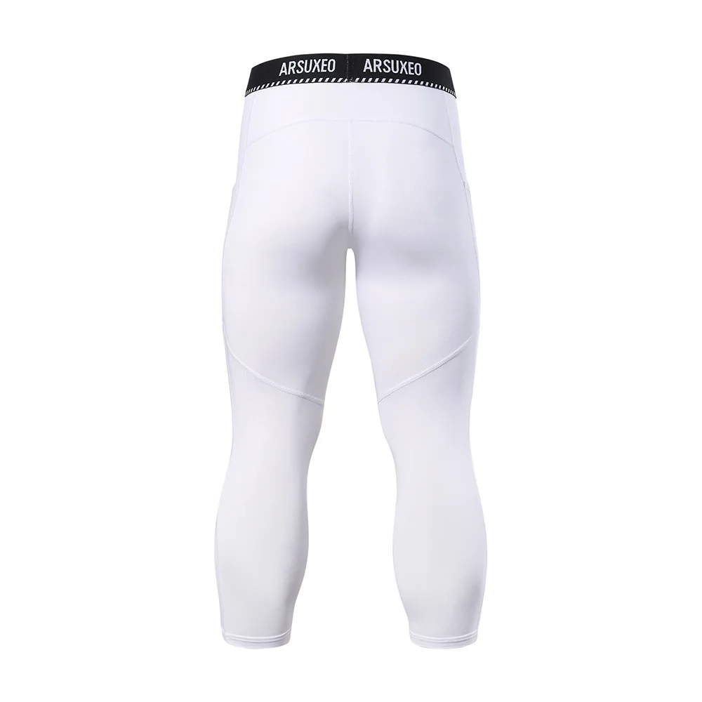 Sports Leggings Compression Pants ARSUXEO Men's 3/4 Sports Compression Tights Base Layer Running Tights GYM Fitness Active Training Exercise Pants K75