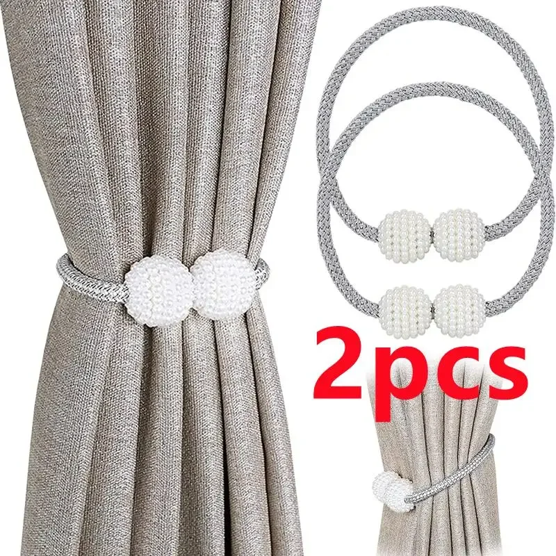 

2PCS Pearl Magnetic Curtain Clip Curtain Holders Tie Back Buckle Clips Hanging Ball Buckle Tie Back Curtain Decor Accessories