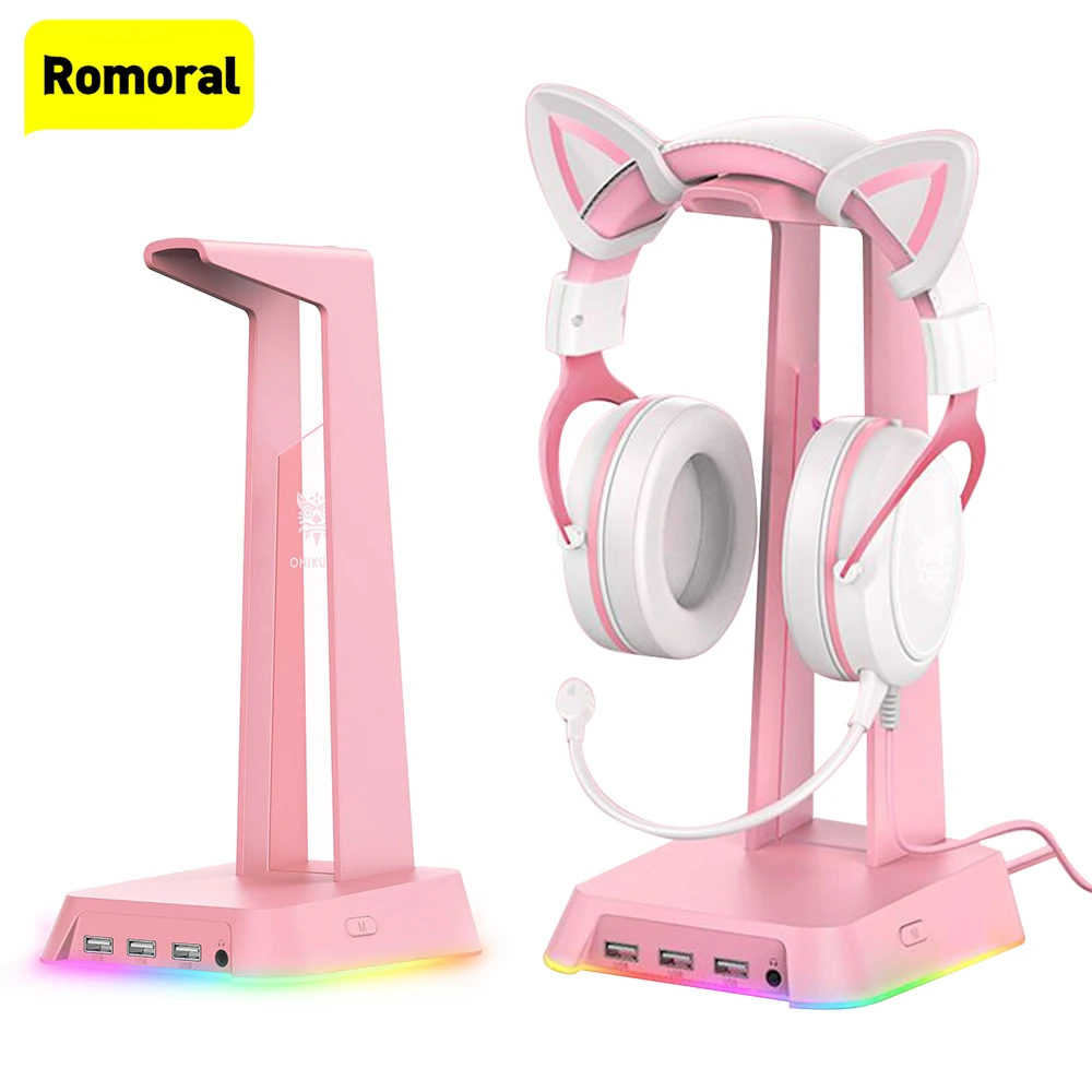 Gaming Rgb Headphone Stand Controller Holder With Light