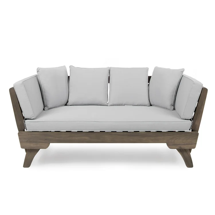 

Long Beach Outdoor Modern Extendable Teak Acacia Wood Daybed Sofa