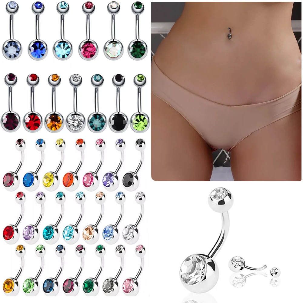 1pc Crystal Piercing Belly Navel Ring Surgical Steel Navel Button Ball Nombril Sexy Punk 