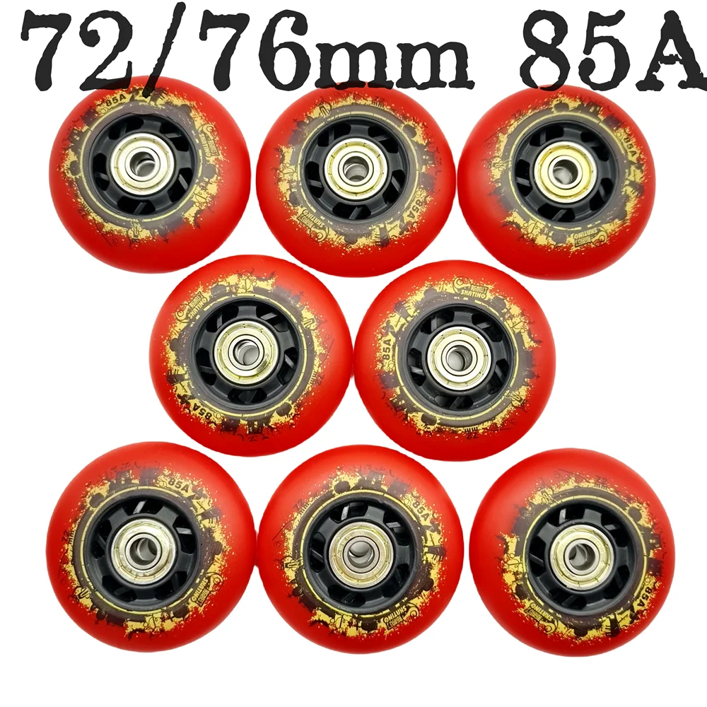 Inline skate wheel roller skate wheel 72mm 76mm 85a bearing abec-7 8wheels/lot