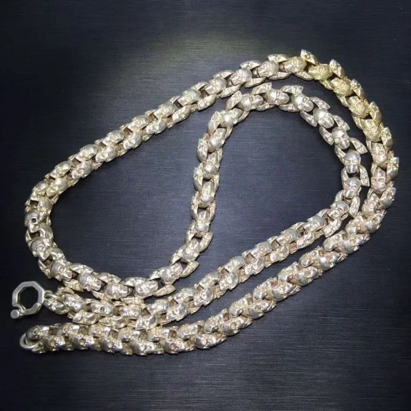 Old Retro Tibetan Silver Evil Spirits Transshipment Skull Necklace Exquisite Fashion Personalized Men's Gift