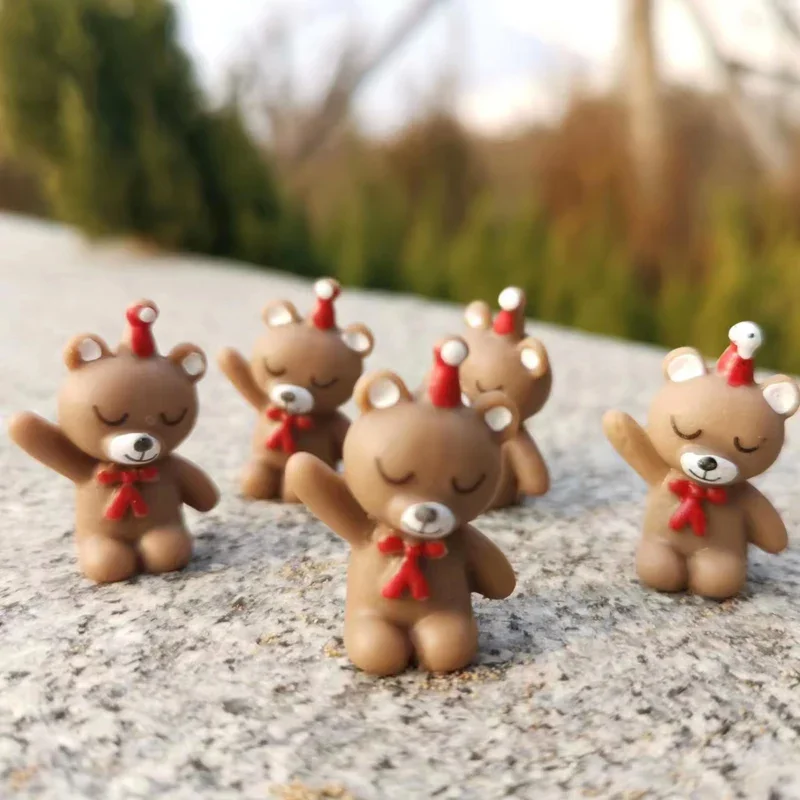 Teddy bear miniatures lovely animals fairy garden gnome moss terrarium decor crafts bonsai home decor figurine cake topper 10Pcs miniature duck figurines miniature ornament bear figure toy ornament crafts miniature figurines resin crafts glass fruit pendants miniature tree ornament wooden bear figurines