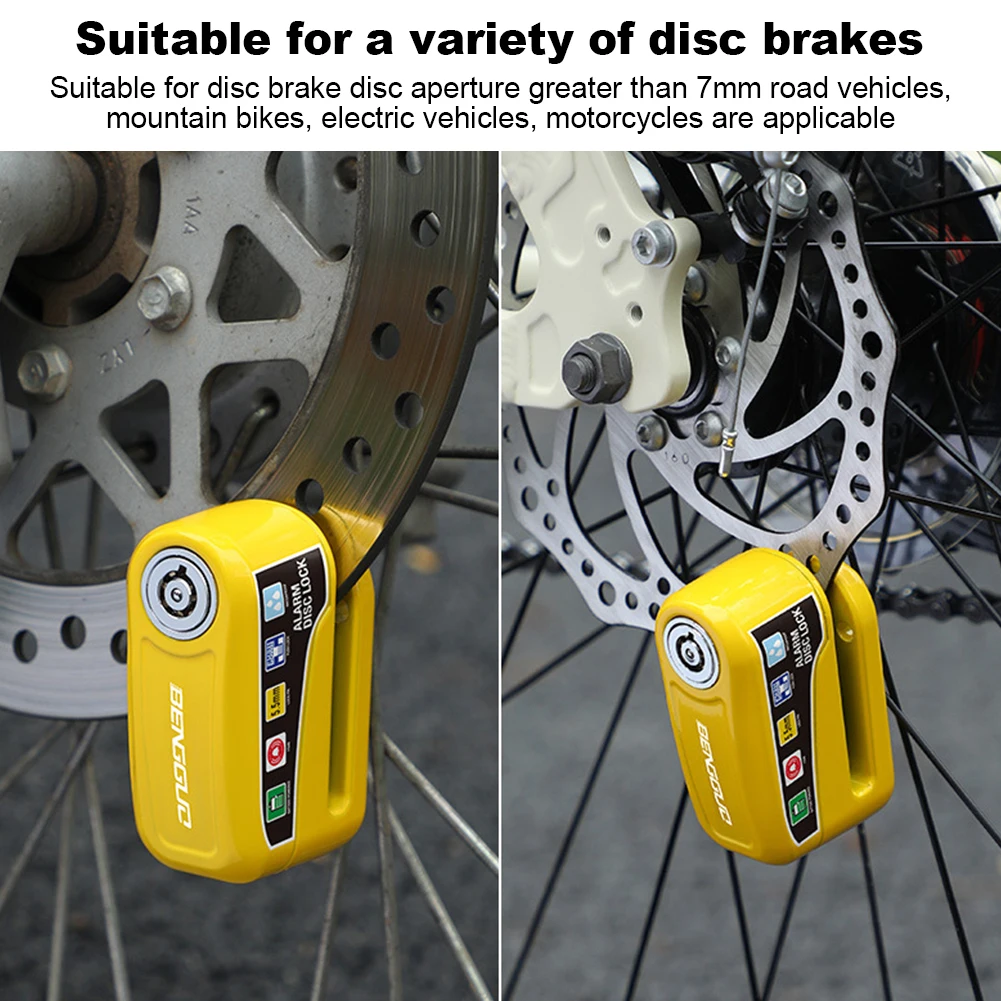 Motorcycle Bicycle Lock motorcycle lock motorcycle disc lock motorcycle disc brake lock bicycle disc brake lock bicycle lock Alarm Protection Waterproof Brakelock With Keys Anti-Theft Scooter Wheel Disc Brake