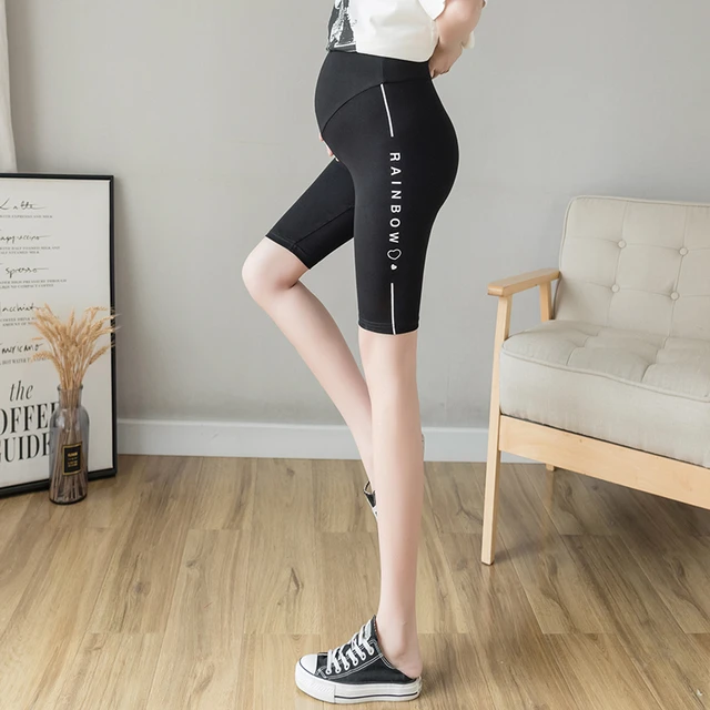 Pregnant Women Summer New Cotton Leggings Fashion All-match Love Print  Five-point Pants Casual Belly