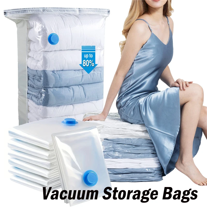 

Vacuum Storage Bags Travel Seal Zipper Suitcase Organizer Vacuum Bag for Clothes Bedding Pillows Blanket Compression Packing Bag