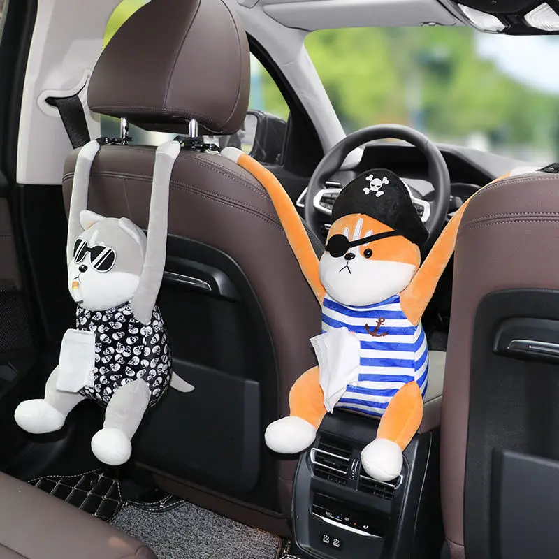 

Multi Functional Cartoon Vehicle Tissue Box Paper Drawer Creative Hanging Type Interior Decoration Paper Towel Bag for Vehicle