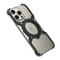 Metal Magnetic Case For iphone 16 Pro Max Cover 16 Plus 15 14 13 Aluminum Alloy Rimless Bumper Built-in 360° Invisible Holder 2