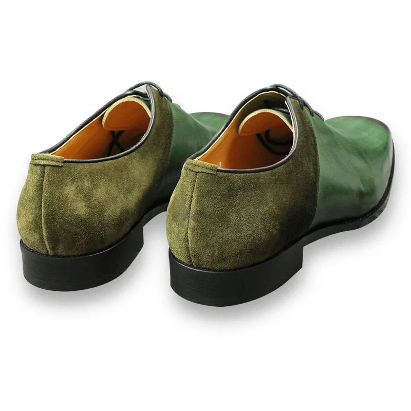 Green Classic Men Shoes Leather Formal Casual Wedding Party Lace Up Oxfords Big Size Suede and Split Leather Footwear For Males