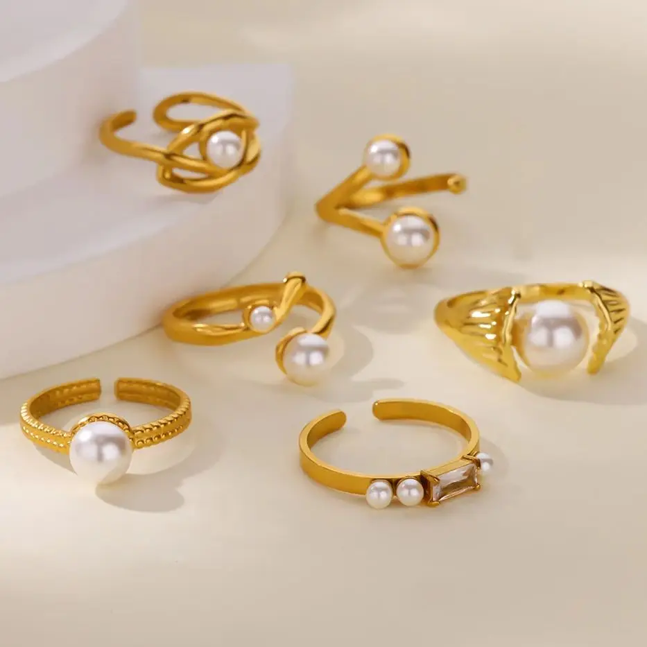 Fashion Rings Zircon Stainless Steel Waterproof Gold