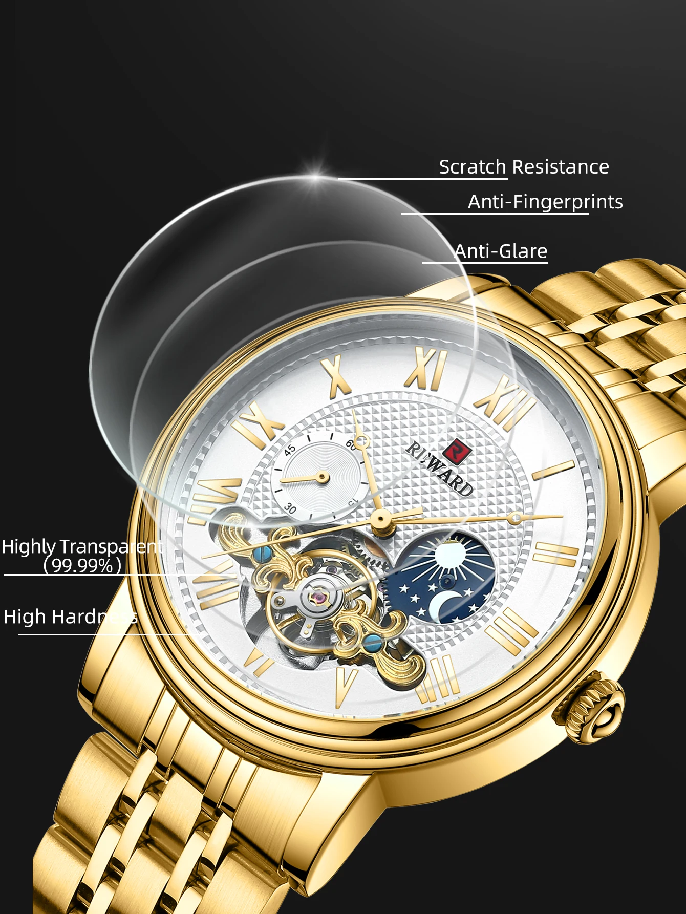 Classic Mens Mechanical Wristwatch Automatic Winding Stainless Wrist Watch Man Tourbillon Waterproof Spor Watches_voghion.com