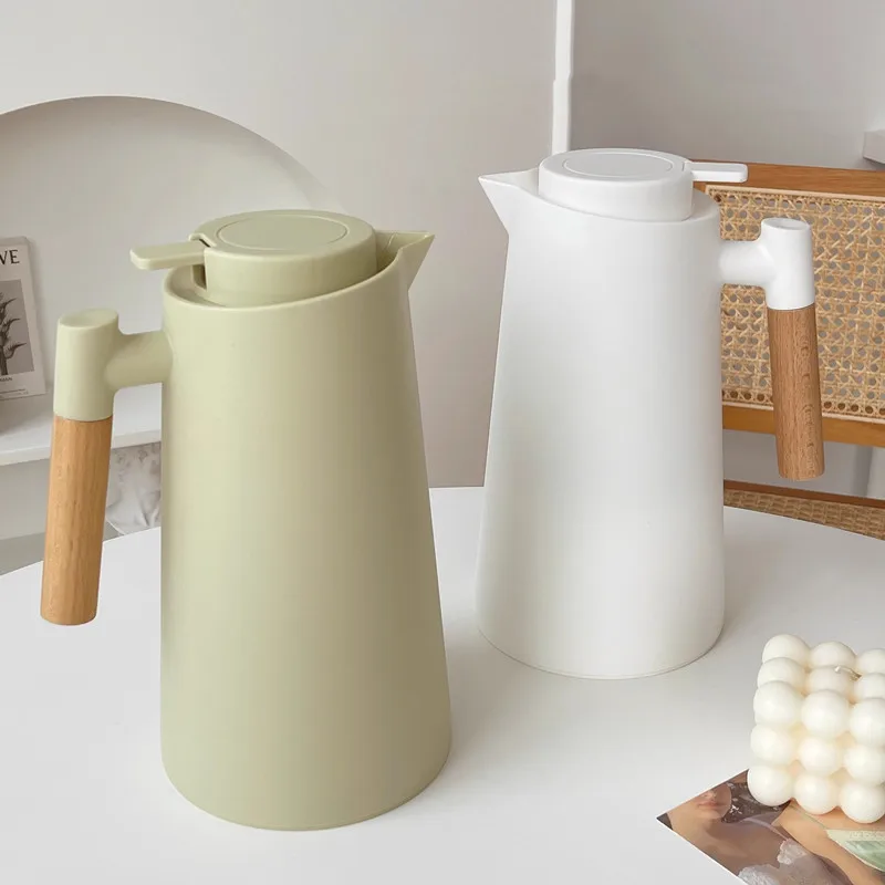 LargeCapacityThermalInsulationKettlewithWoodHandleNordicStyle