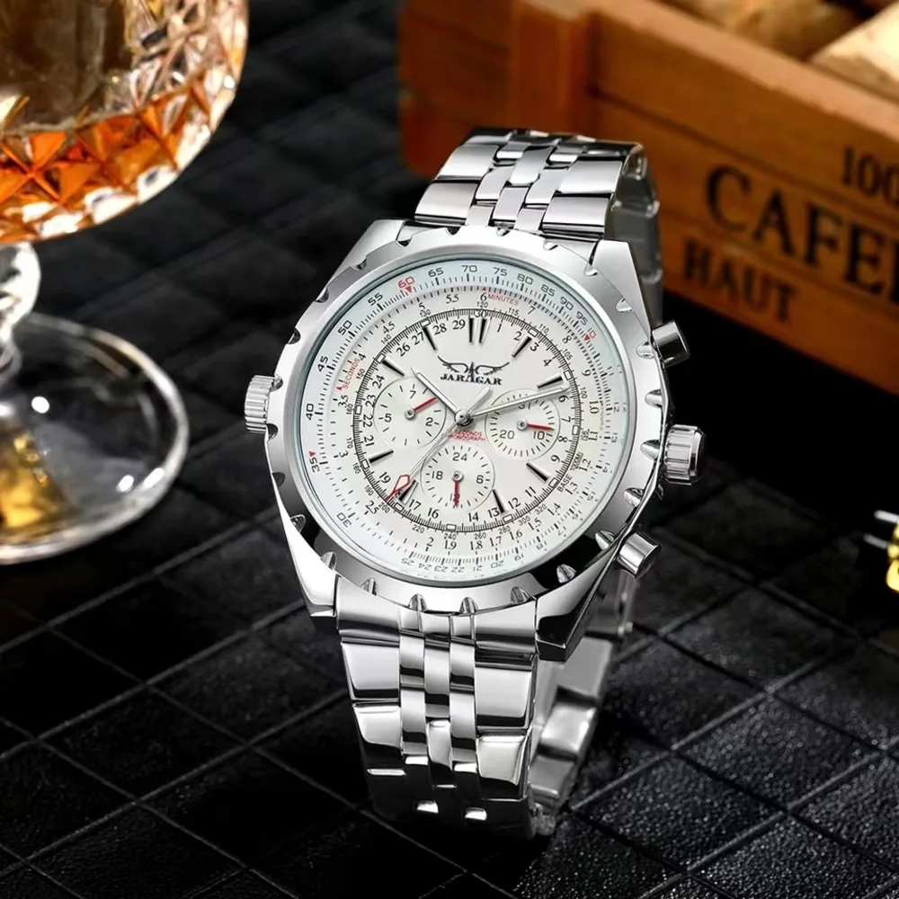 時計 Langley FASHION TIME JARAGAR JARAGAR Mechanical Watch For Men Luxury Watch Large Dial