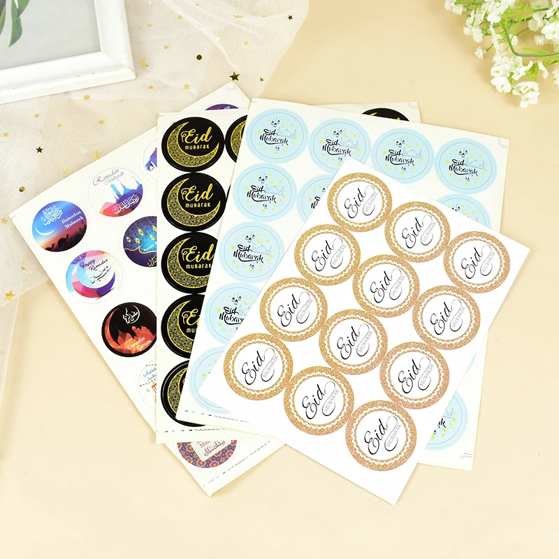 

60/120pcs EID Mubarak Decorations Paper Stickers Gift Lable Seal Sticker Islamic Muslim Ramadan Decorations Supplies