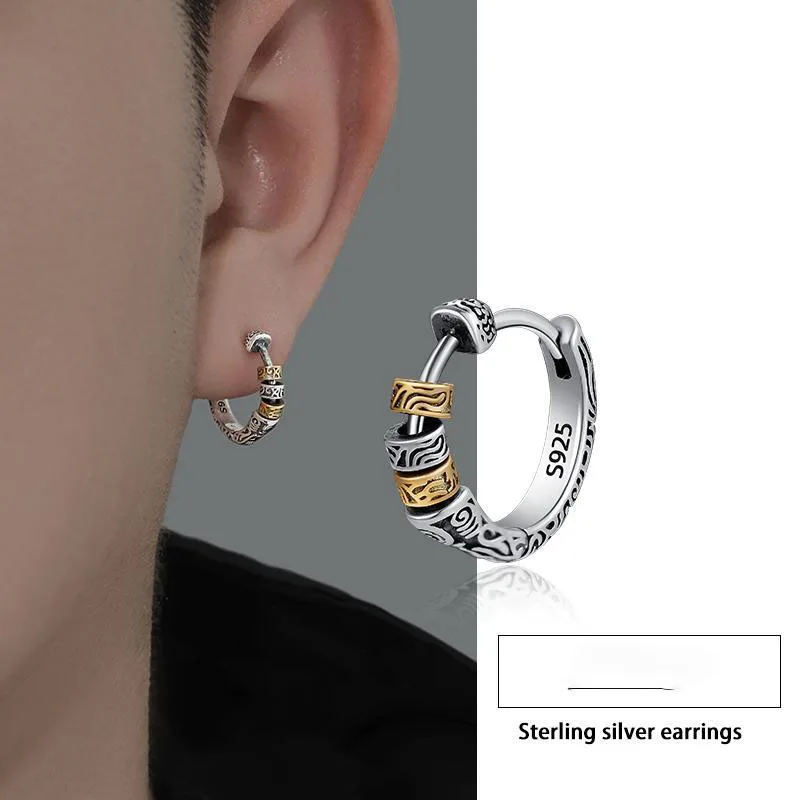 

Серьги Miniso S925 двухцветные в стиле ретро, серебряные ювелирные изделия, темпераментные крутые кольца для ушей, взрослые дизайнерские ювелирные изделия унисекс для пар, игрушки, подарок для девушки