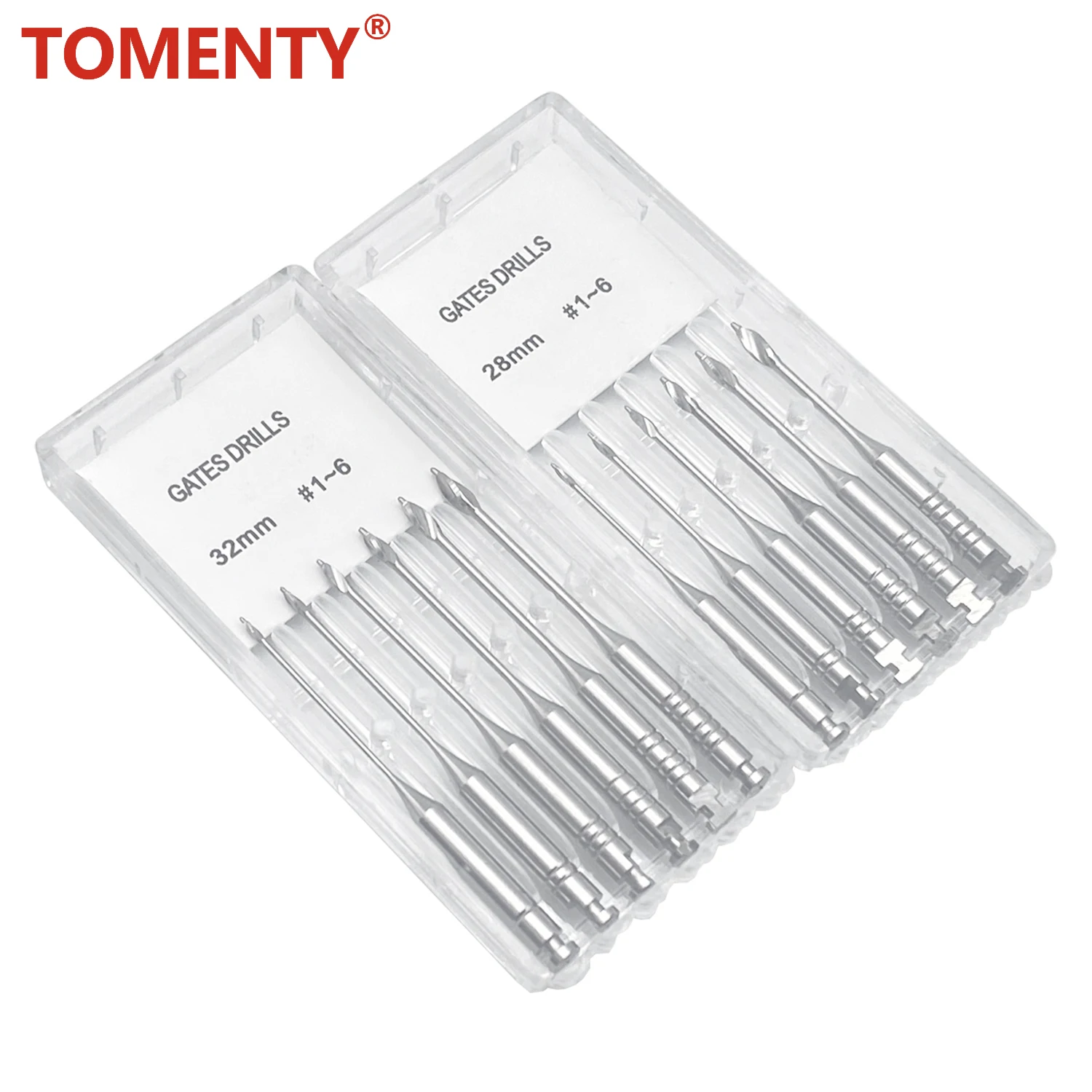 

6Pcs/Pack Tomenty Dental Endodontic Gates Drill Glidden Rotary 28mm 32mm Engine Use Stainless Steel Endo Files #1-6
