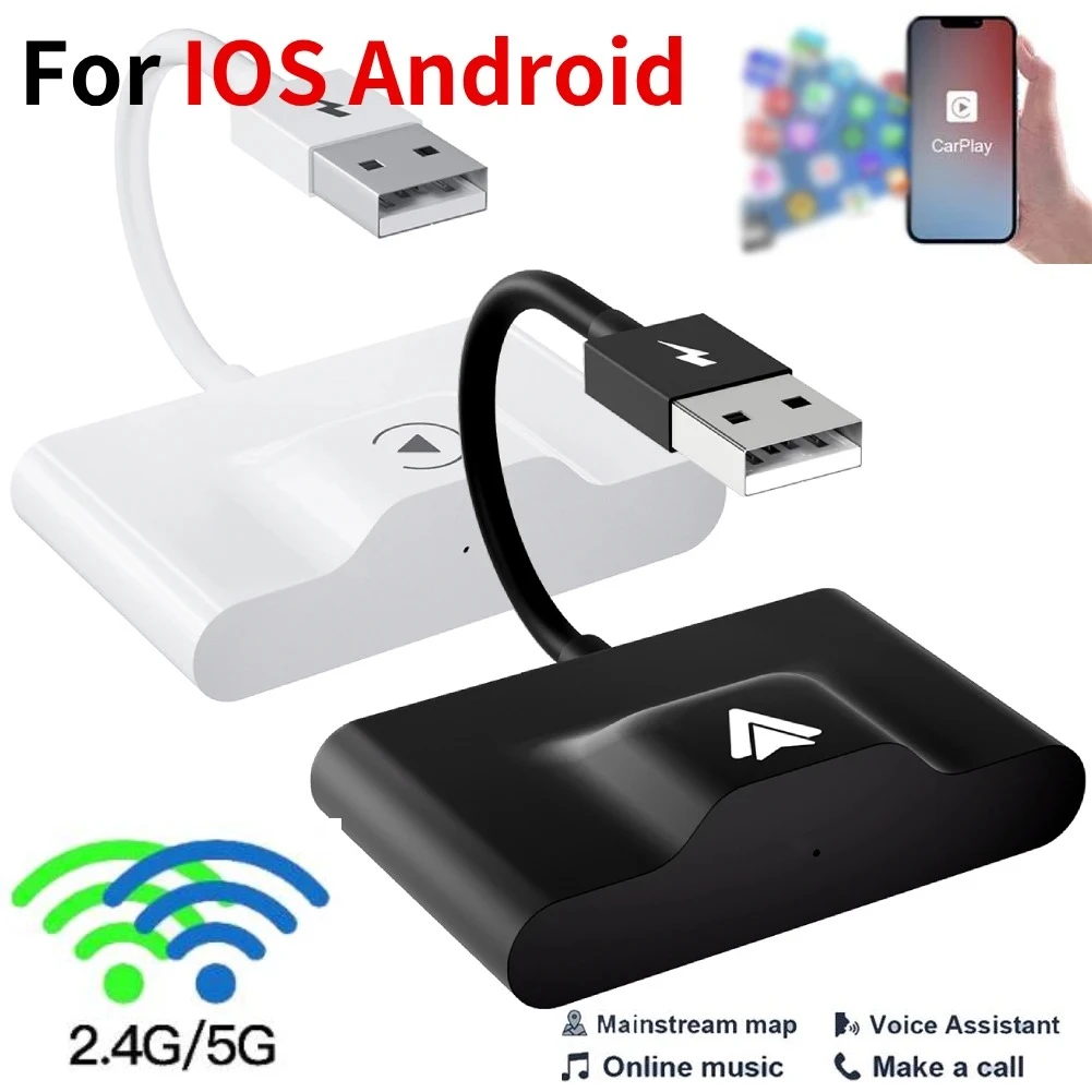 Adaptador de CarPlay inalámbrico para IOS y Android, adaptador de cable a  inalámbrico, Dongle automático, BT5.0, WiFi 2,4G y 5G con USB C,  convertidor OTG - AliExpress